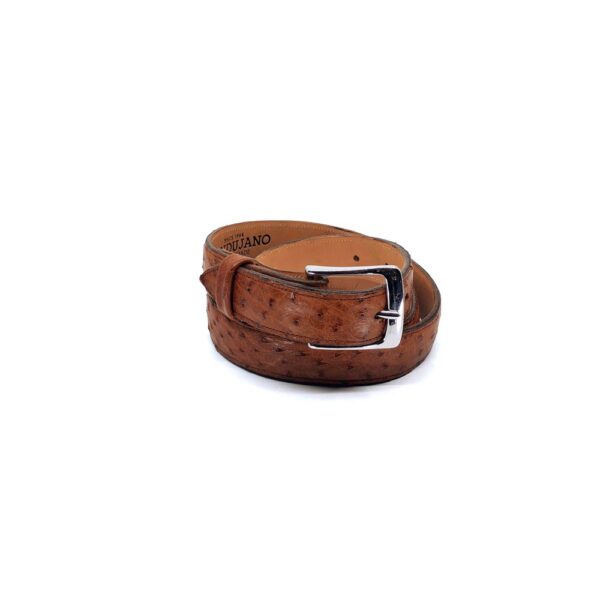 Men's Cognac Full Quill Ostrich Dress Belt