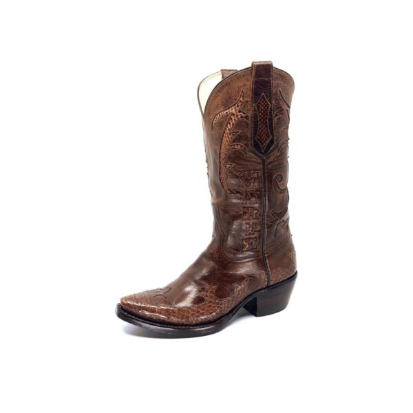 Women's Distress Brown Goatskin Python Inlays