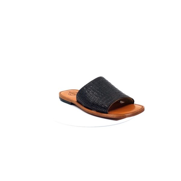 Unisex Chocolate Brown Caiman Belly Slide Sandal