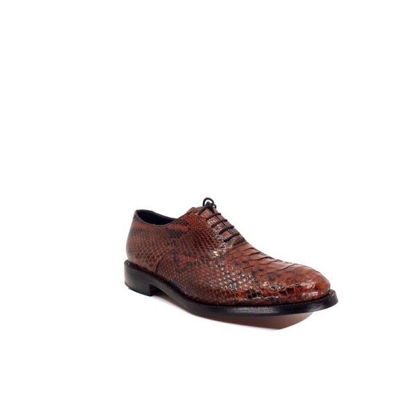 Plain Toe Burnished Cognac Python Oxford Shoes