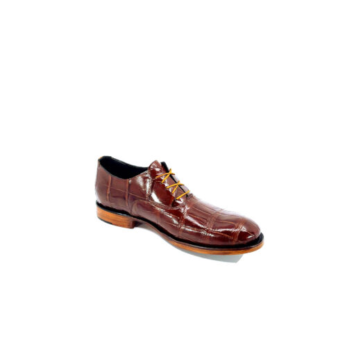 Cognac American Alligator Plain Toe Oxfords