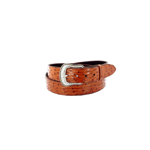 Men's Ostrich Cognac Western Belt