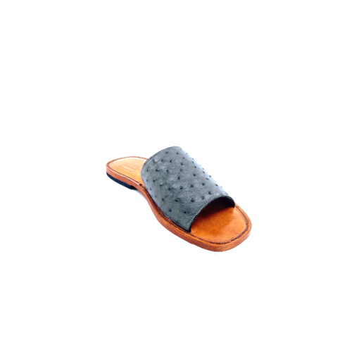 Unisex Gray Ostrich Slide Sandal