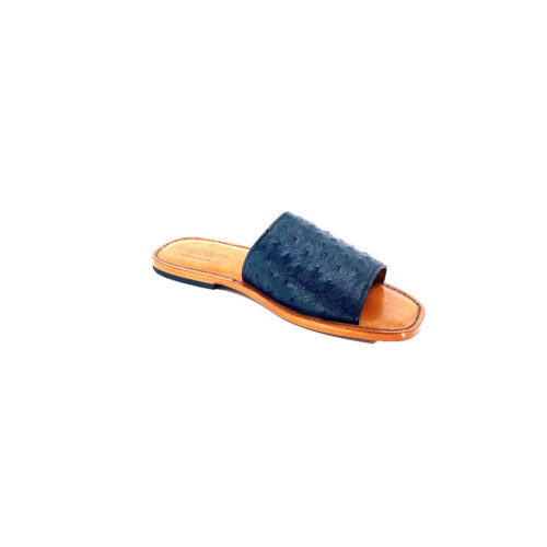 Unisex Electric Blue Ostrich Slide Sandal