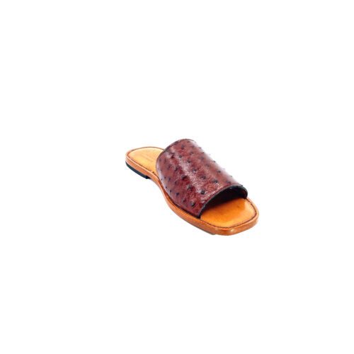 Unisex Almond Full Quill Ostrich Slide Sandal