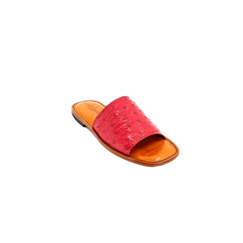 Unisex Scarlet Red Ostrich Slide Sandal