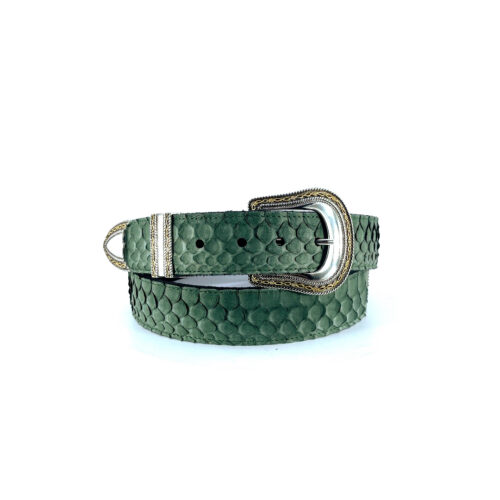 Men's Olive Green Python Western Belt