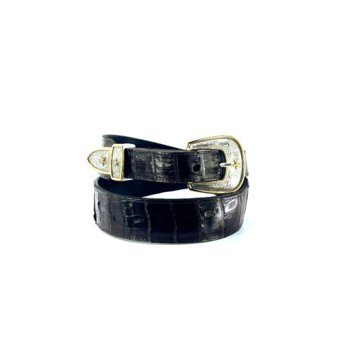 Men's Nicotine Caiman Belly Dress Belt