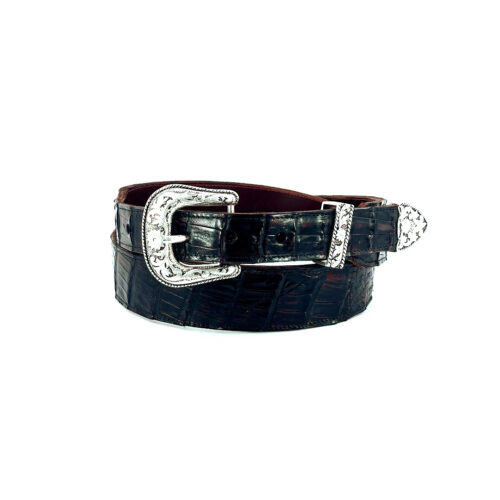 Men's Black Cherry Caiman Belly Dress Belt