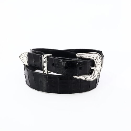 Men's Black Caiman Belly Dress Belt