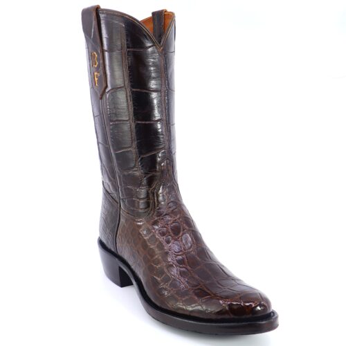 Custom Brown American Alligator Western Boots handcrafted by Mandujano Bootmakers