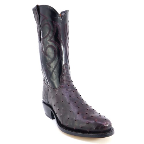 Custom Black Cherry Full Quill Ostrich Western Toe Boots