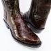 Detailed view of custom brown American alligator Western boots showcasing genuine alligator leather craftsmanship