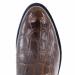 Toe view of custom brown American alligator Western boots handcrafted by Mandujano Bootmakers