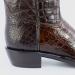 Heel view of custom brown American alligator Western boots handcrafted by Mandujano Bootmakers