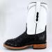 Side profile of black full quill ostrich western boots
