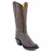 Front view of women's custom dark chocolate full quill ostrich snip toe boots handcrafted by Mandujano Bootmakers