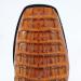Close-up of men's custom cognac caiman square toe boots showcasing the square toe profile