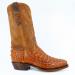 Left side view of men's custom cognac caiman square toe boots handcrafted by Mandujano Bootmakers