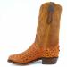 Right side view of men's custom cognac caiman square toe boots handcrafted by Mandujano Bootmakers